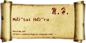 Mátai Héra névjegykártya